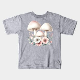 Boho Mushrooms with Flowers Kids T-Shirt